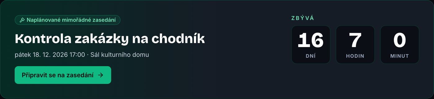Naplánované mimořádné zasedání na Přehledu s odpočtem dní, hodin a minut